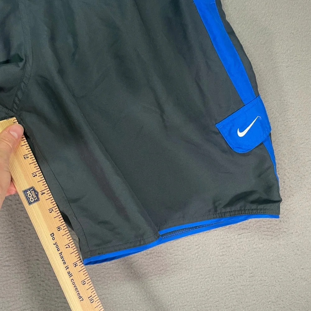 Nike‎ Swim Trunks Mens XL Black Blue Colorblock Mesh Lined Volley Shorts